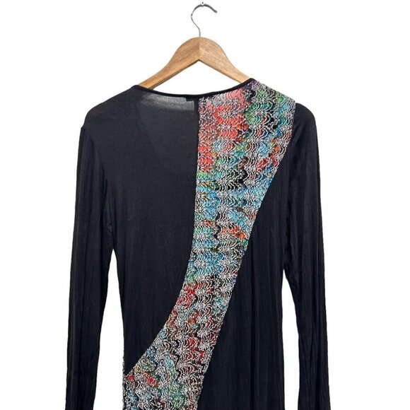 Elysee 26 Tunic Boho Top Black Abstract Cowl Neck 2/3 Sleeve Womens size M - Picture 7 of 12